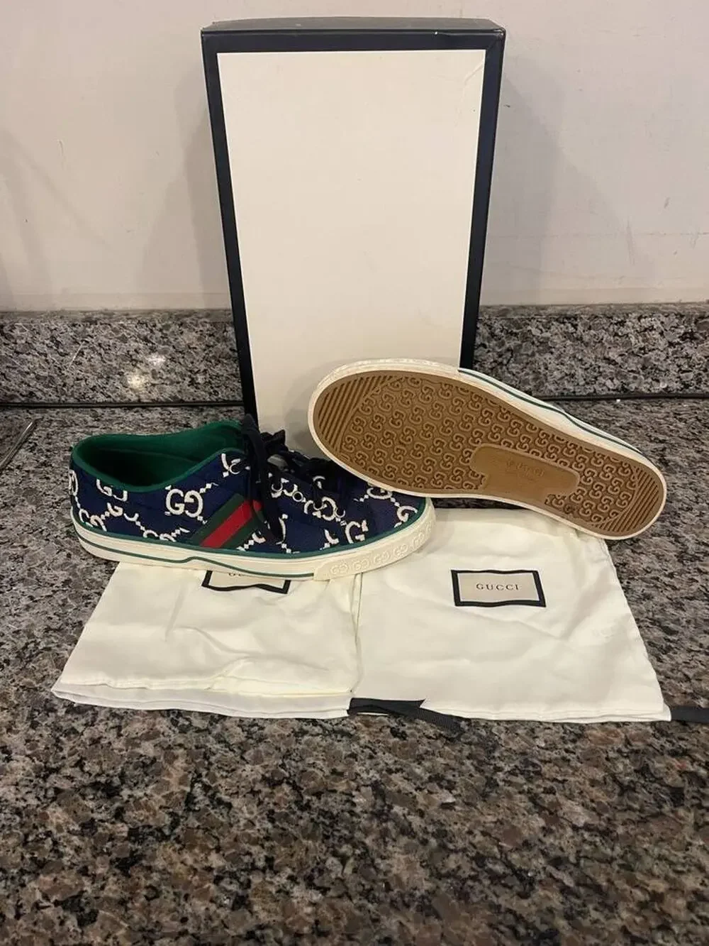 Men's Size 11 Gucci GG Web Tennis 1977 Blue Ink in Box SPB-JB 349231
